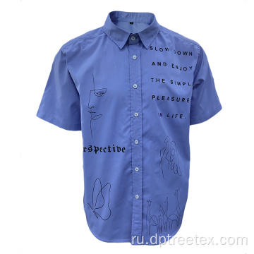Повседневная мужская печатная рубашка с коротким рукавом с короткими рукавами